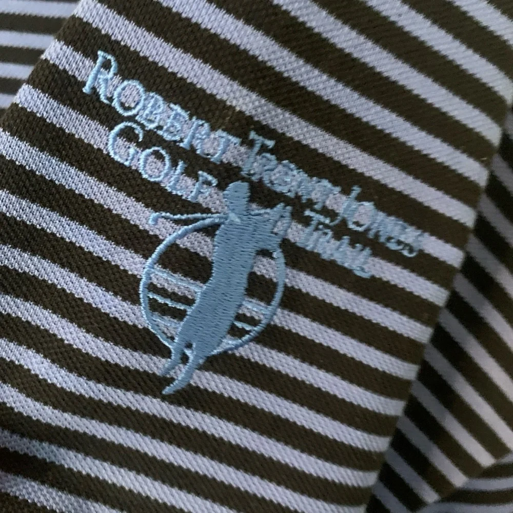 Polo Golf by Ralph Lauren Men's Blue Striped Medium 100% Pima Cotton Polo Shirt
